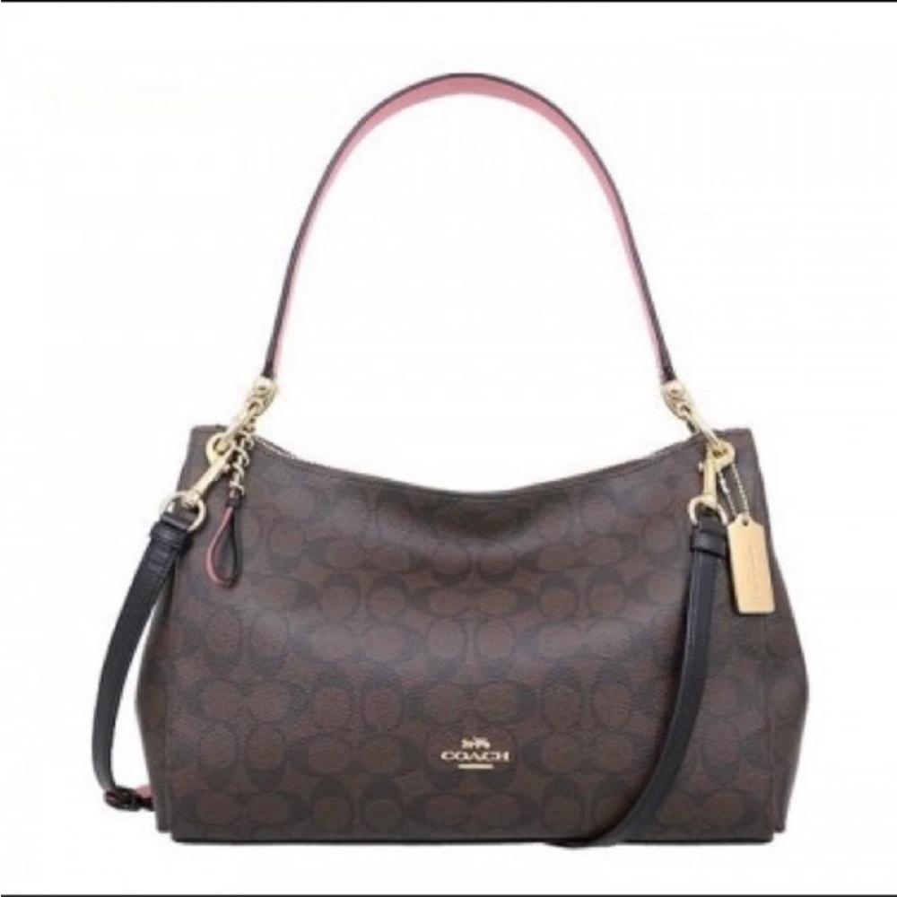 COACH MIA SHOULDER BAG IN SIGNATURE CANVAS 
BROWN/BLACK like new!